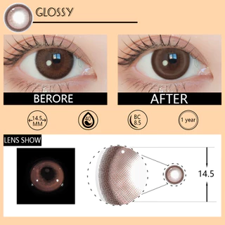 [0~-8.00] MILL CREEK คอนแทคเลนส์สี เลนส์บิ๊กอายน่ารัก สีน้ำตาล Glossy 14.5mm 12 เดือน คอนแทคเลนส์