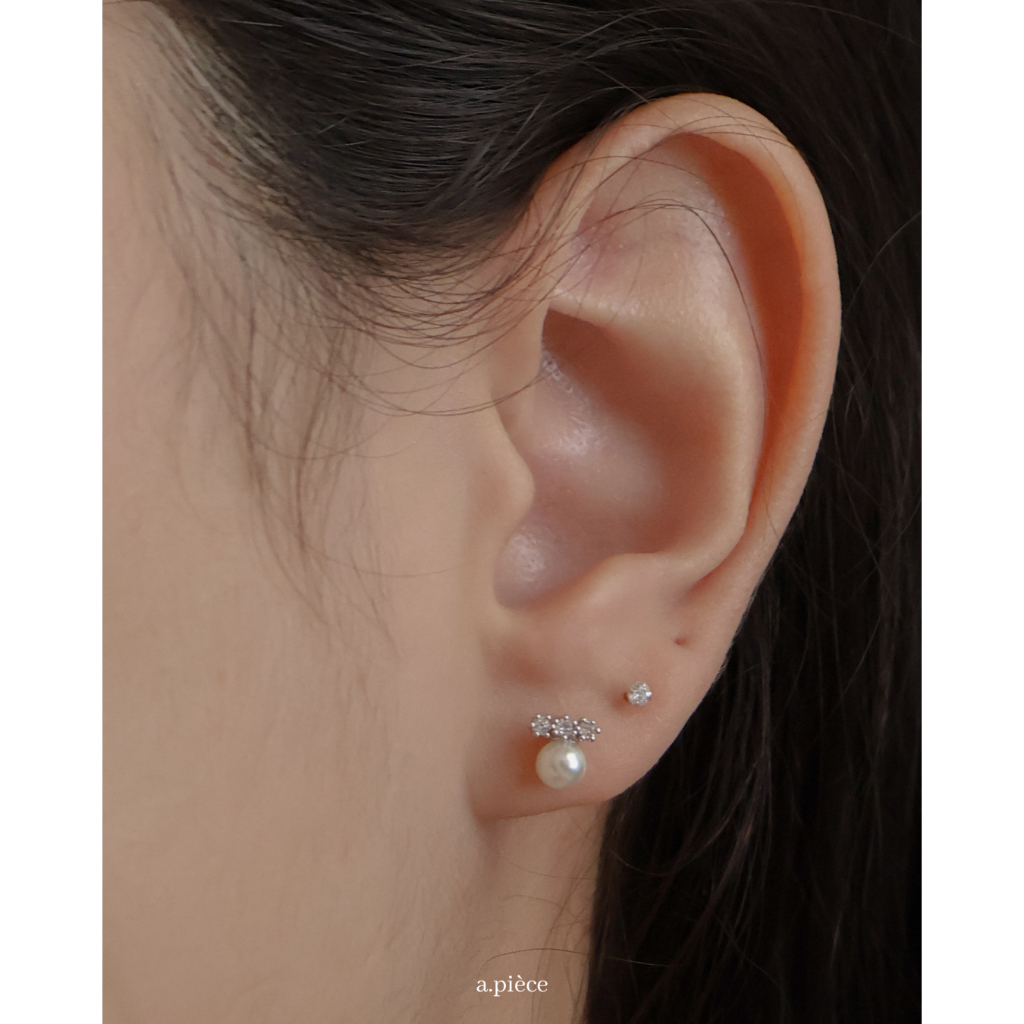 A.piece จิวแสตนเลส [surgical steel] Pure pearl piercing (ราคาต่อข้าง)