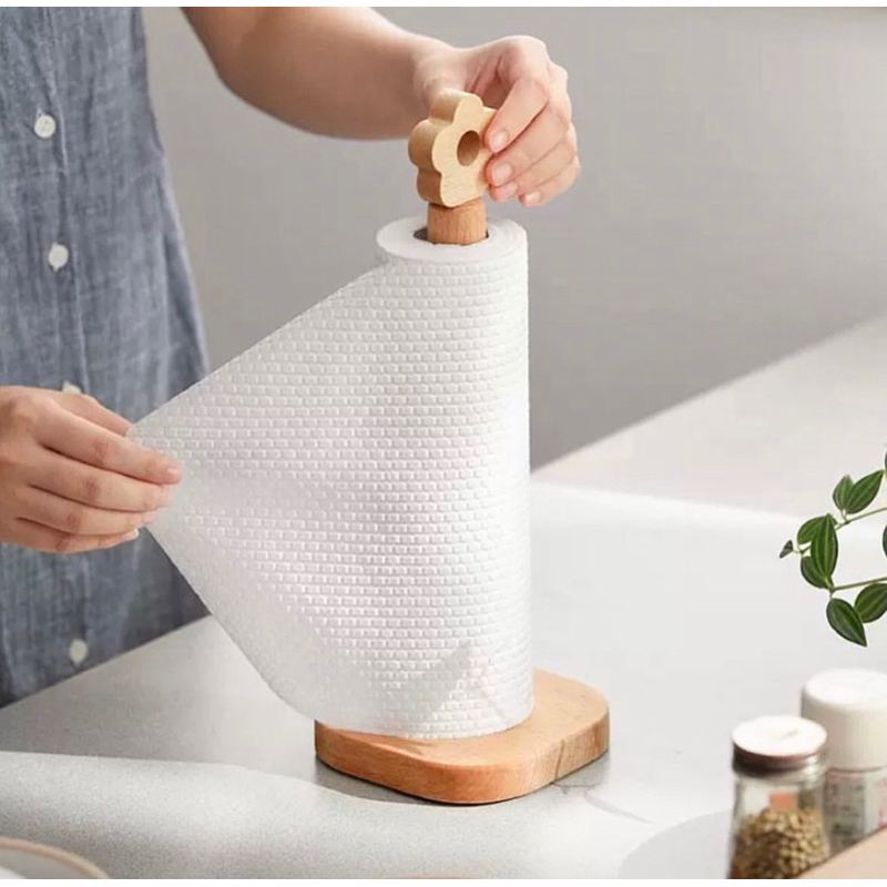 Littlehome (พร้อมส่ง) : แกนทิชชูไม้ลายดอกไม้