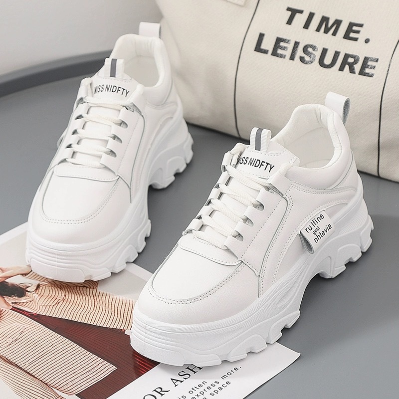 ServantMontague66 พร้อมส่ง รองเท้าผ้าใบผู้หญิง พื้นหนา แฟชั่น sneaker ความหนา 5 ซม กีฬาลำลอง มีเชือก