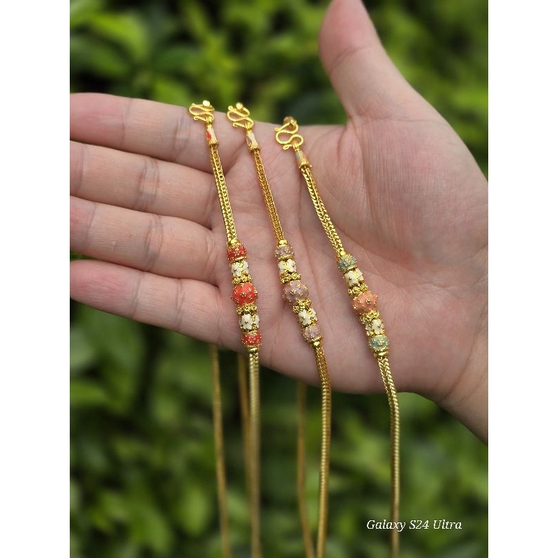 สร้อยคอ สี่เสาแต่งข้างลงญา นน 1บาท มี 3สี ให้เลือก