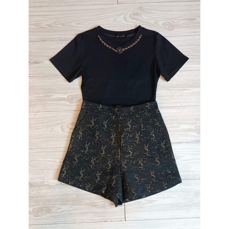 (3xl,4xl)พร้อมส่ง🌷ชุดเซท 2 ชิ้น เสื้อสีขาวแต่งสร้อย(ผ้าคอตตอน)กับกางเกงผ้าทอลายแบรนด์ งานป้าย SN Bra