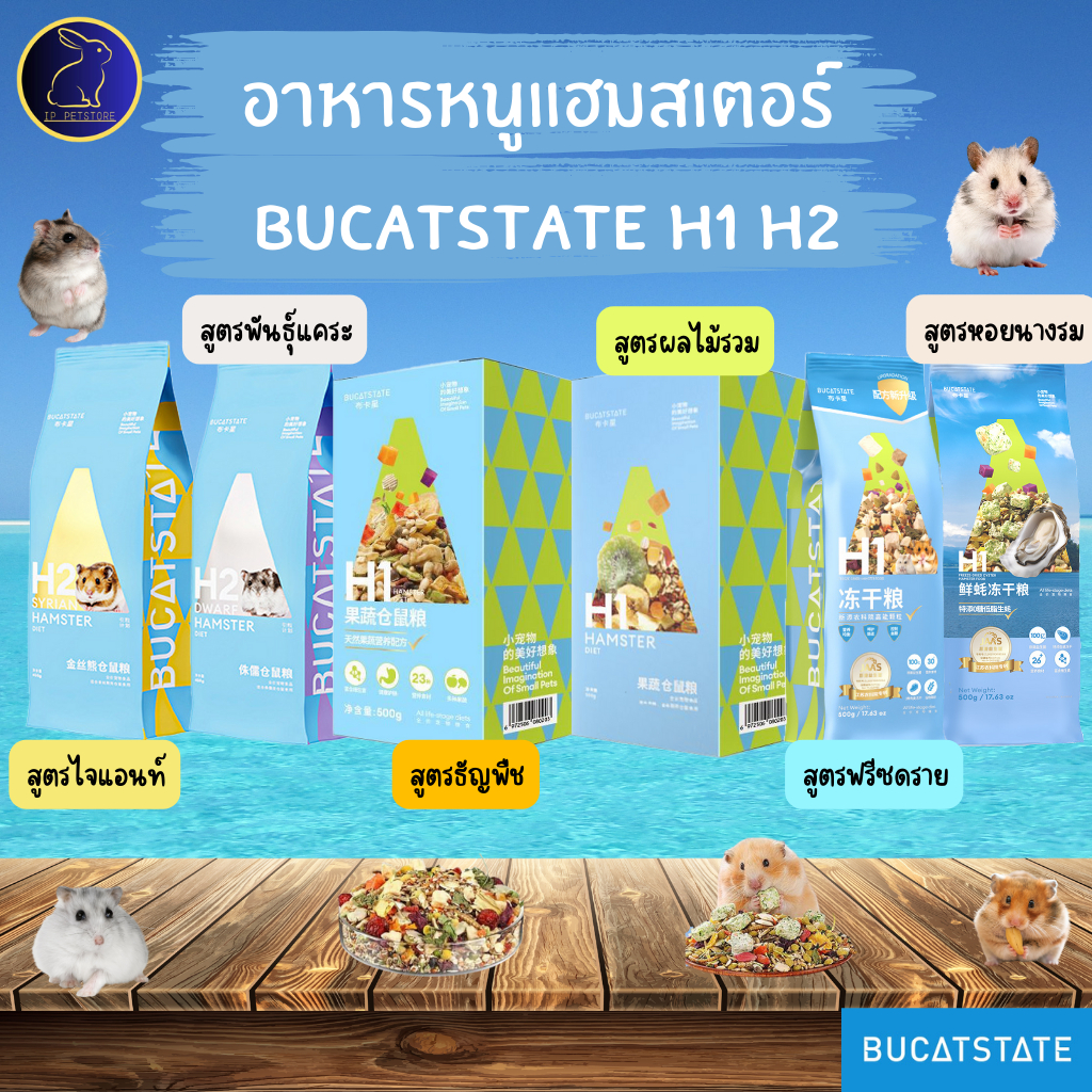 (IPshop) อาหารหนูแฮมสเตอร์ Bucatstate H1 H2 BU ธัญพืช และ ไฟเบอร์สูง