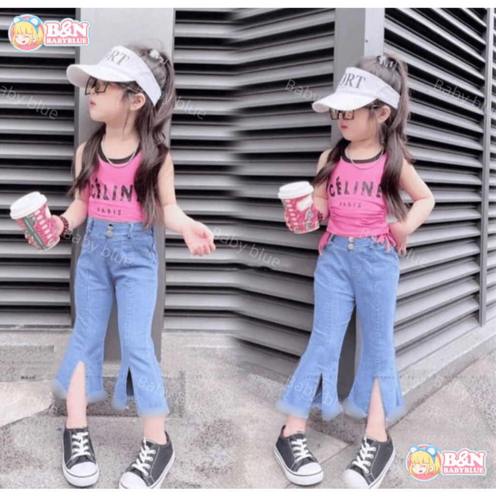 ชุดเซ็ตยีนส์เทียมแฟชั่นเด็กหญิง รหัส sim สไตล์เกาหลีน่ารักลุคสุดเท่ มี 4 สี ชมพู ส้ม เหลือง เขียว ไซส์s,m,l,xl