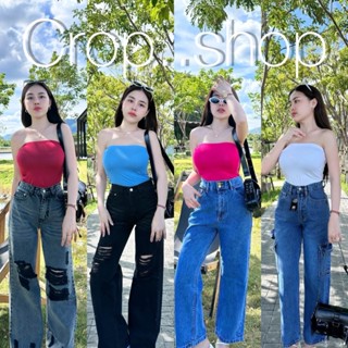 crop..shop เสื้อเกาะอกสุดเซ็กซี่ งานผ้าเรียบใส่ง่ายเเต่ความเ…