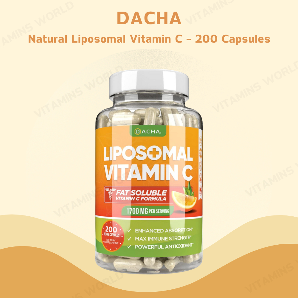 DACHA Natural Liposomal Vitamin C - 200 Capsules, Immune System & Collagen Booster (V.847)