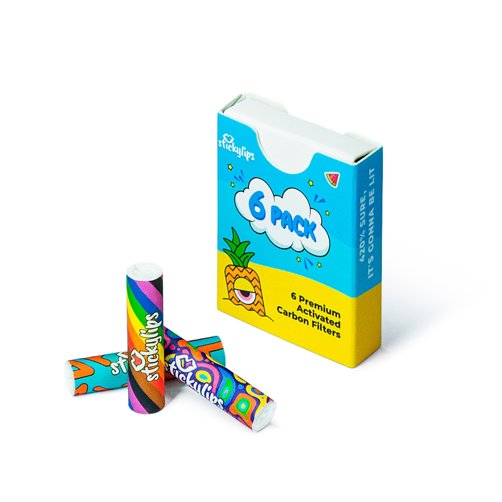 Stickylips® Activated charcoal filters | Slim Size 6mm | 10x 6 premium filter Tips - Six Pack Comic