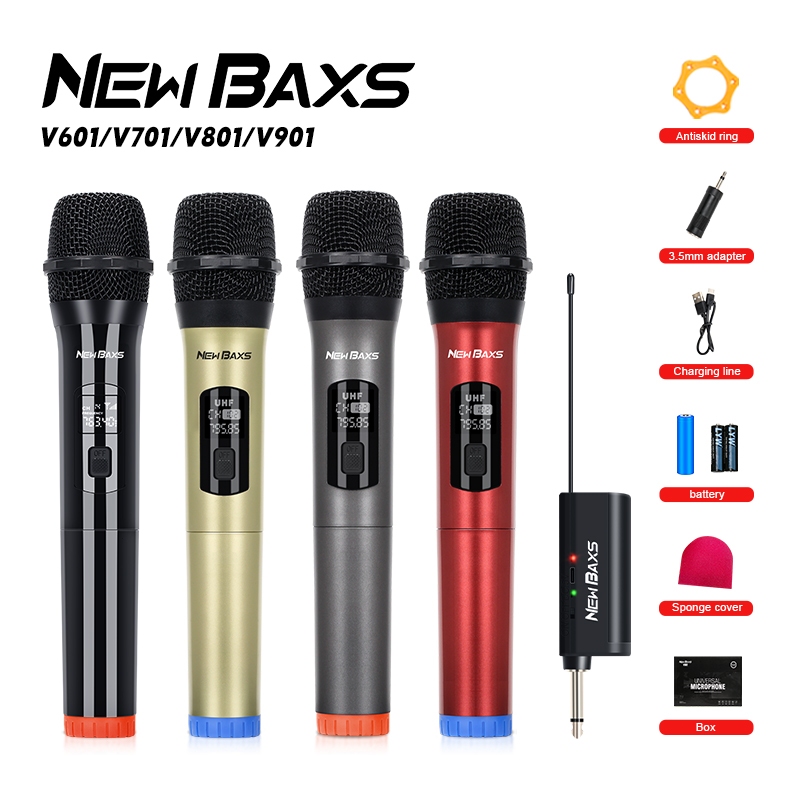 NEW BAXS Professional UHF V601/V701/V801/V901 ไมโครโฟนไร้สายความถี่ความถี่คงที่ 50 M เวที/KTV สามารถ