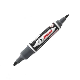 Horse ปากกาเคมี 2 หัว ตราม้า Twin Pen Marker หัวตัดและหัวกลมในด้ามเดียว (ราคาต่อ 1 ด้าม)