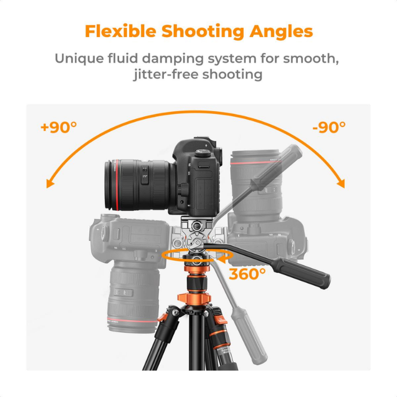 ขาตั้งกล้อง K&F K234A7+FH-03 หัวไฮดรอลิกพร้อมปรับการหน่วงที่ราบรื่น (KF09.136)