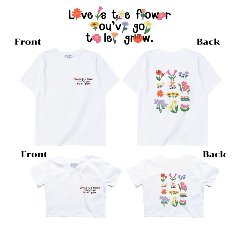 resign.studio - เสื้อ crop/oversize ลาย Love is the flower💐🌷