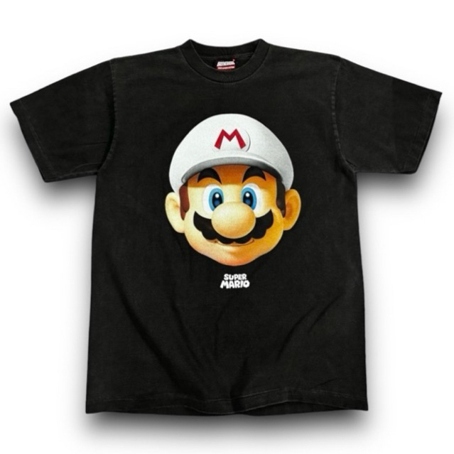 เสื้อยืดคอฟิต รุ่น Mario สีเฟดดำ/สีดำ