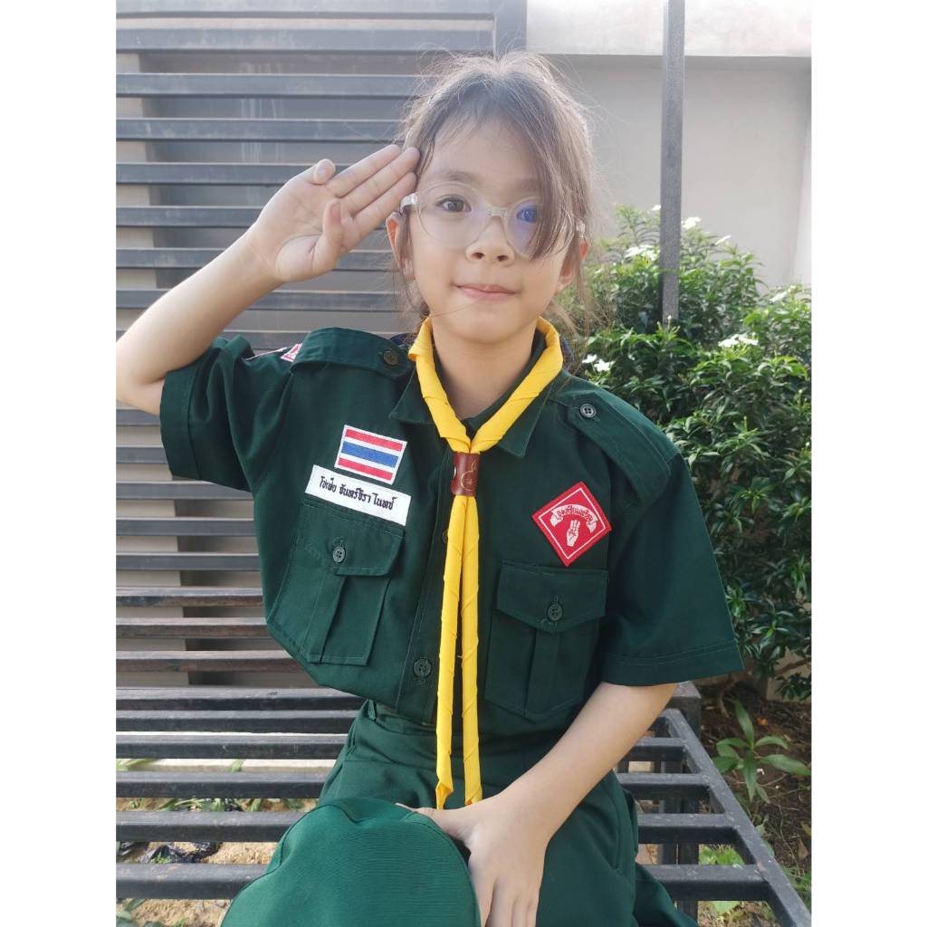 ชุดเนตรนารี ชุดลูกเสือ เสื้อเนตรนารี กระโปรงเนตรนารี ถูกระเบียบ ผ้าใส่สบาย --แยกขาย--ชุดนักเรียนเด็กเนตรนารีหญิง
