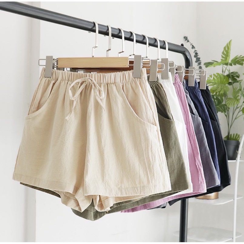 Xy-020#กางเกงขาสั้นผ้าลินินสไตล์ญี่ปุ่น มีให้เลือก11สี