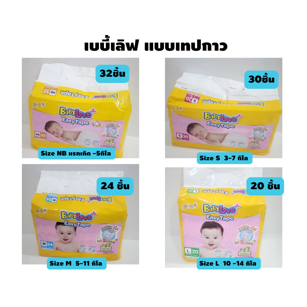 เบบี้เลิฟแบบเทปกาว แพมเพิสเด็กแรกเกิด Babylove Easy Tape