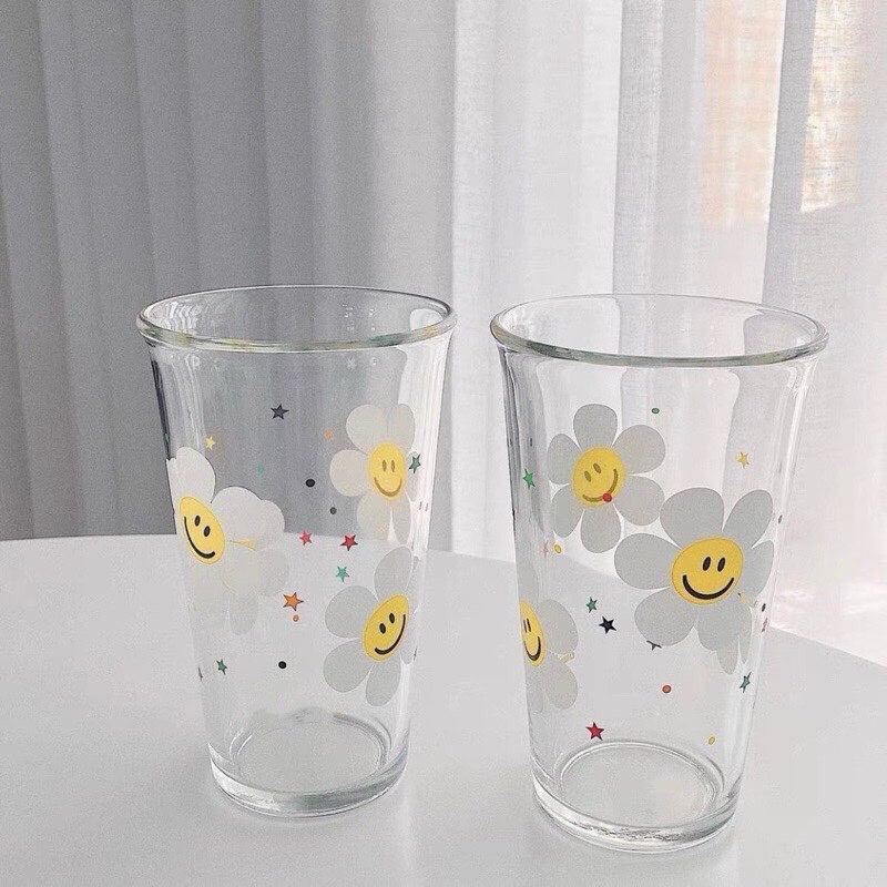 พร้อมส่งในไทย‼️แก้วใส แก้วน้ำลาย Daisy น่ารักๆ 🌼🌸 🙂 ขนาดสินค้า 380 ML.