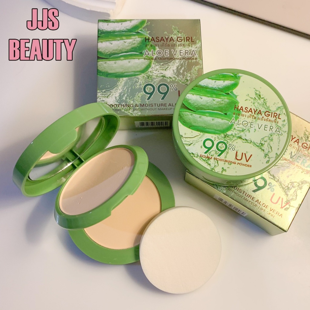 HASAYA GIRL 2IN1 AloeVera 99% UV Powder แป้งพัฟกันยูวี เนื้อละเอียด เรียบเนียน สูตรว่านหางจระเข้