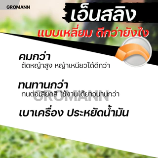 GROMANN "เอ็นไส้สลิง 15 เมตร" เอ็นตัดหญ้า ไส้สลิง แบบเหลี่ยม มีขนาด 3.0 มิล กับ 3.5 มิล ไนลอนคุณภาพสูง คม-เหนียว-ทน
