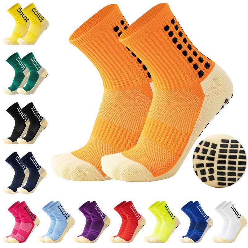 ถุงเท้าฟุตบอล Football Sock ถุงเท้ากันลื่น ซิลิโคน แบบหนา ถุงเท้าออกกำลังกาย ข้อกลาง