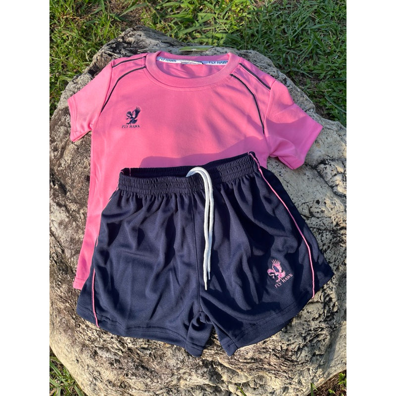 FlyHawk ชุดกีฬาเด็ก เสื้อ+กางเกง ชุดพละ เด็กอนุบาล สีสันสดใส ใส่สบาย ระบายเหงื่อได้ดี - รูปที่ 3