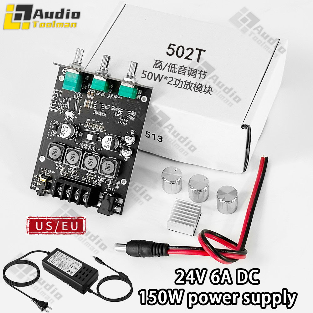 502T 50W + 50W สเตอริโอเครื่องขยายเสียง, treble และเบส DC 9-24V BT และอินพุต AUX สำหรับ DIY ลำโพงไร้สาย-SY