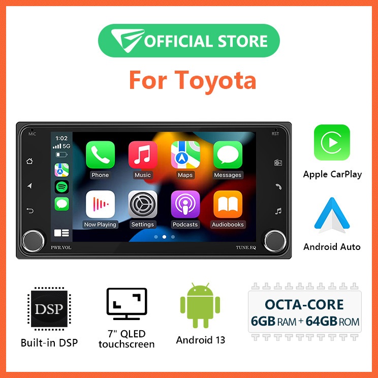 Eonon จอแอนดรอยด์ Toyota Android 13 Apple CarPlay และ Android Auto QLED DSP 7 นิ้ว