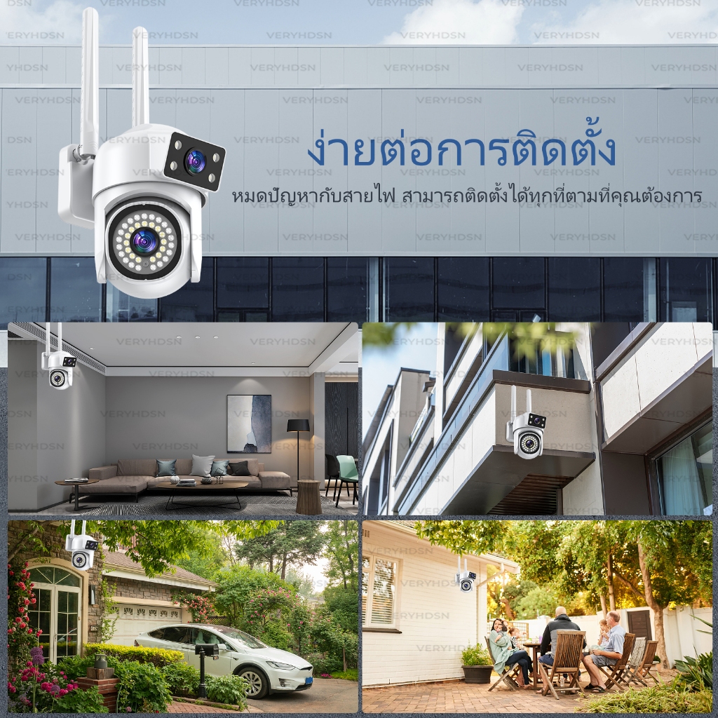 กล้องวงจรปิด CCTV กล้องไร้สาย ​IP camera WIFI 5MP HD โหมดพาโนรามา360องศา outdoor Infrared night vision การตรวจจับการเคลื