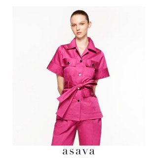 [asava ss24] Athena Safari Shirt เสื้อเชิ้ตผู้หญิง แขนสั้น แ…