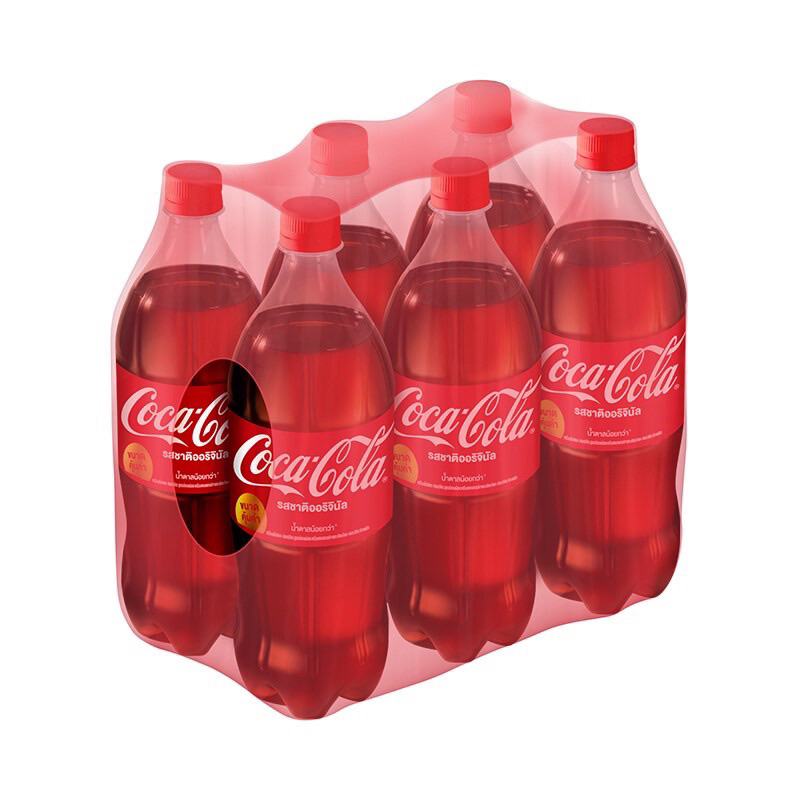 Coca Cola โค้ก น้ำอัดลม รสชาติออริจินัล สูตรน้ำตาลน้อยกว่า ขนาด 1.95 ลิตร x 6 ขวด