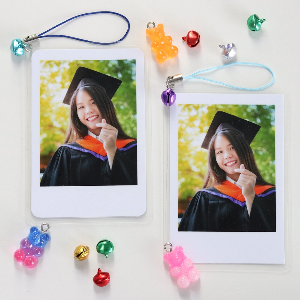 พวงกุญแจรูปภาพ เคลือบแข็ง 2x3 นิ้ว เลือกสีสายได้