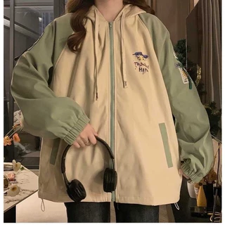 เสื้อแจ็คเก็ตเบสบอล ทรงหลวม มีฮู้ด และซิป ผ้าบางกันแดดและลม สไตล์เกาหลี