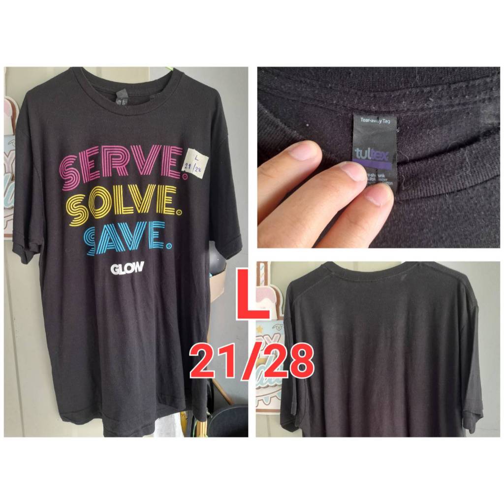 เสื้อยืดมือสอง Serve Solve Save Glow #Serve #Solve #Save #Glow