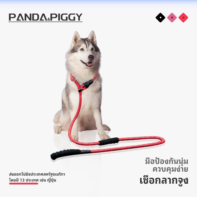 เชือกฝึกสุนัข หนา 12 มม. สายจูงฝึกหมา สายจูงสุนัขสายคล้องคอแบบปรับได