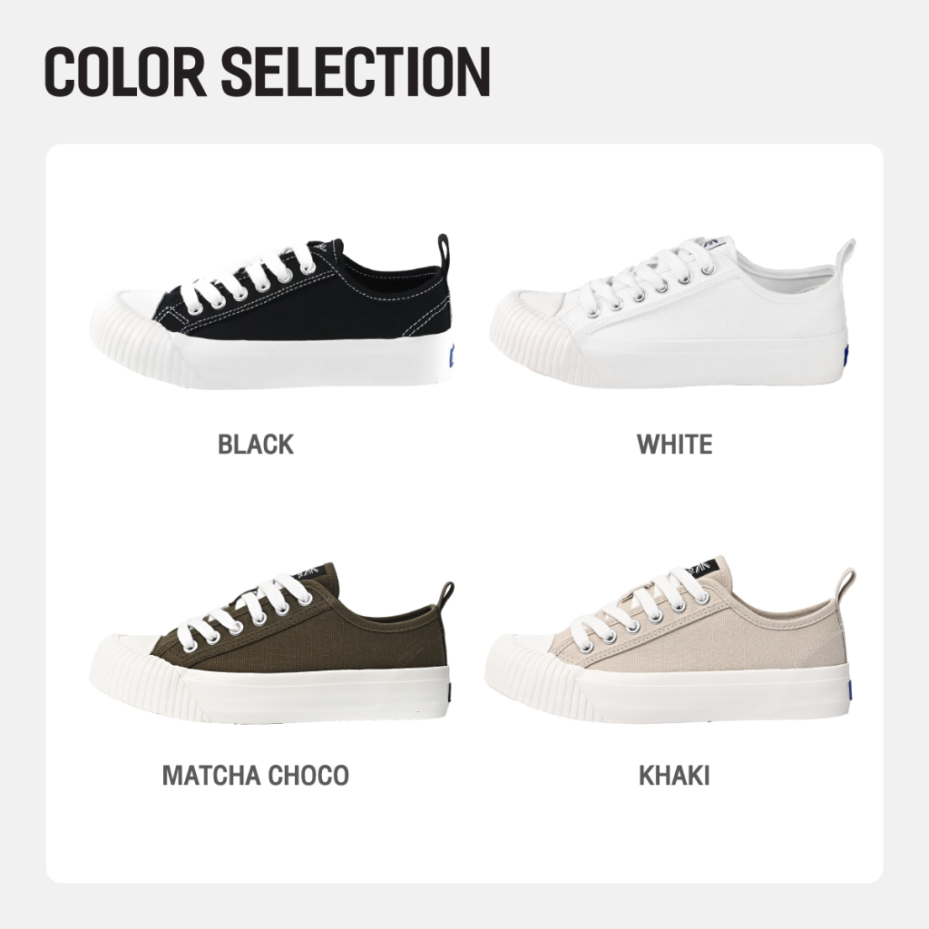 KANGOL Sneaker unisex รองเท้าผ้าใบ รุ่น Cookie ผูกเชือก สีดำ, ขาว, กากี, เหลือง, เขียว 69522001