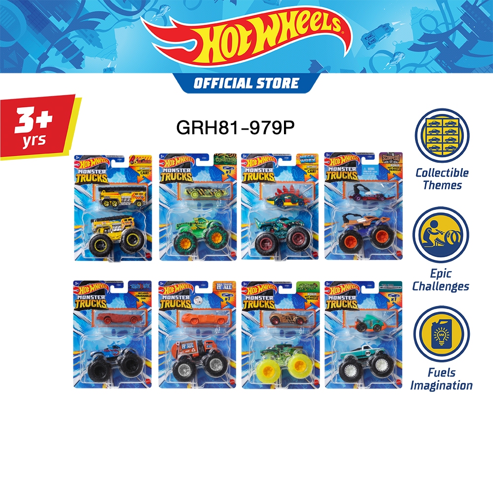 Hot Wheels Monster Trucks Die-cast Truck + Car มอนสเตอร์ทรัคส์รถเหล็ก+รถเล็ก GRH81 979P TH