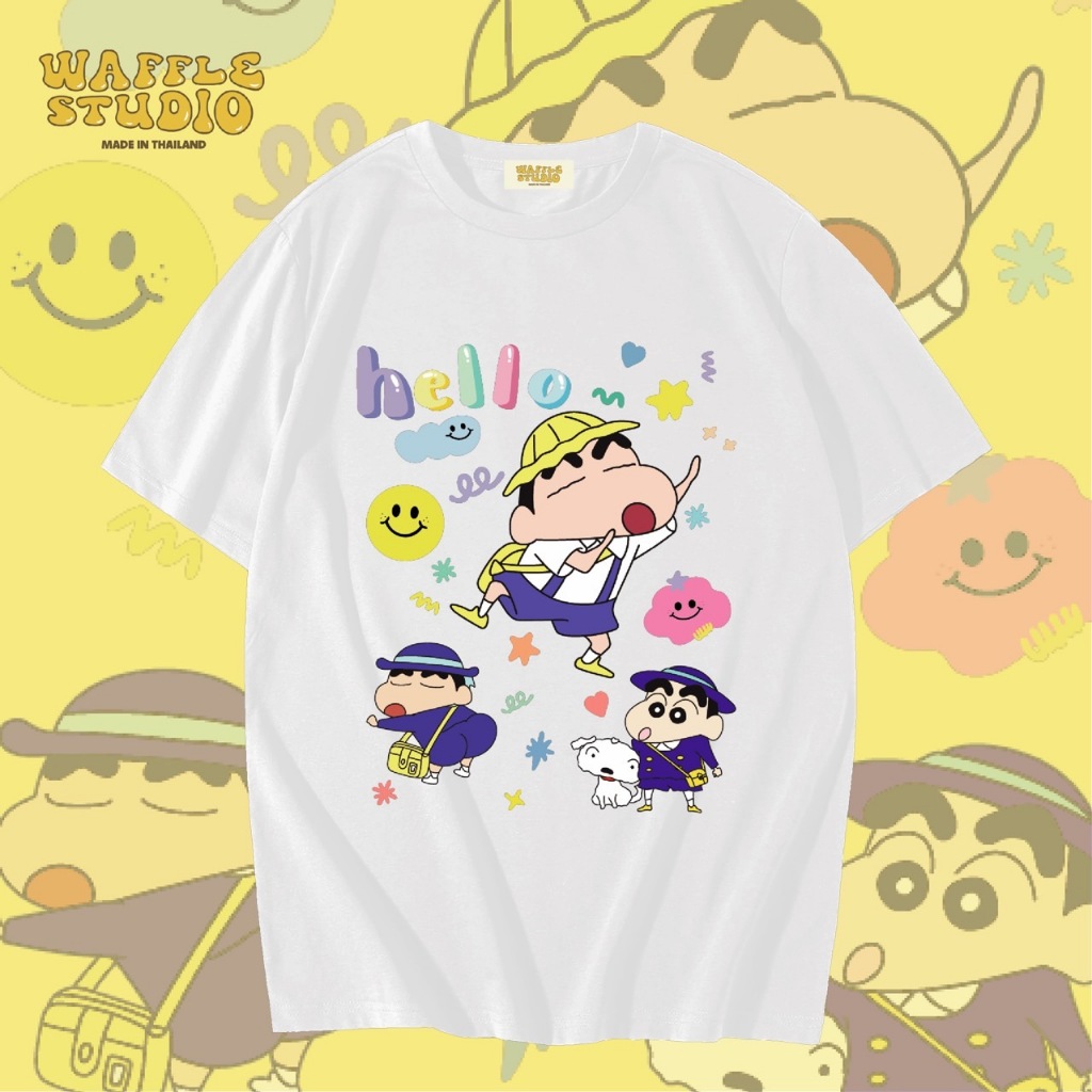 [ส่งฟรี ] WS0361 เสื้อยืดโอเวอร์ไซส์ เสื้อยืดเกาหลี ผ้าคอตตอน100% เสื้อยืด ชินจัง Chinjung WAFFLE STUDIO