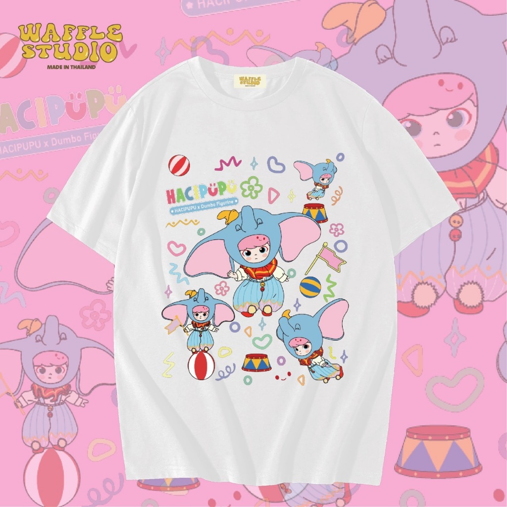 [ส่งฟรี ] WS0370 เสื้อยืดโอเวอร์ไซส์ เสื้อยืดเกาหลี ผ้าคอตตอน100% เสื้อยืด ดัมโบ้ Dumbo WAFFLE STUDIO
