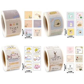 สติ๊กเกอร์ ขอบคุณ สี่เหลี่ยม 3*3ซม 300ดวง สติ๊กเกอร์ติดกล่อง ติดแก้ว ตกแต่ง sticker thankyou