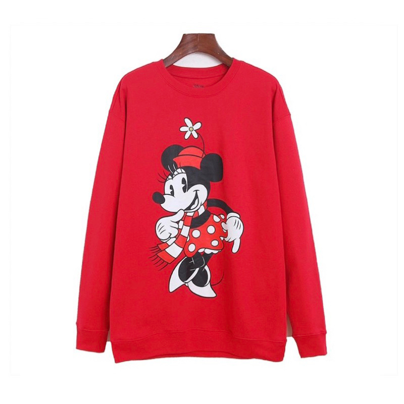 MICKEY MINNIE มิคกี้ มินนี่ เม้าส์ สีแดง  extra size งาน DISNEY 🖤 ลาย MICKEY &Minnie mouse (TS143)