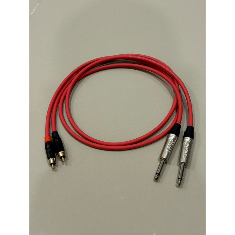 สายแจ๊คTSโมโน-RCAแบบชุด2เส้นทำจากสายชีลสเตอริโอDynacomหัวแจ๊คของLidgeหัวRCAของwiremanทองเหลืองแท้100%