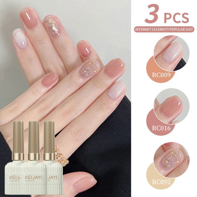เซตสีทาเล็บเจล 3สี โทน ขาว ชมพู ทอง สินค้าพร้อมส่งในไทย (16)