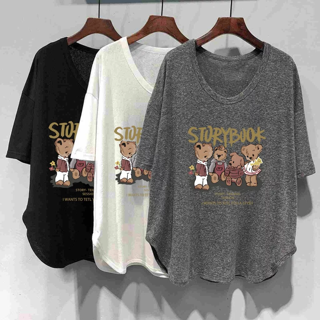 เสื้อยืดสาวอวบอ้วนไซส์ใหญ่ oversize เสื้อผ้าแฟชั่นฤดูร้อนมาใหม่ เสื้อโอเวอร์ไซส์สไตล์ผู้หญิง ลําลองทรงหลวมสไตล์เกาหลี thumbnail 3