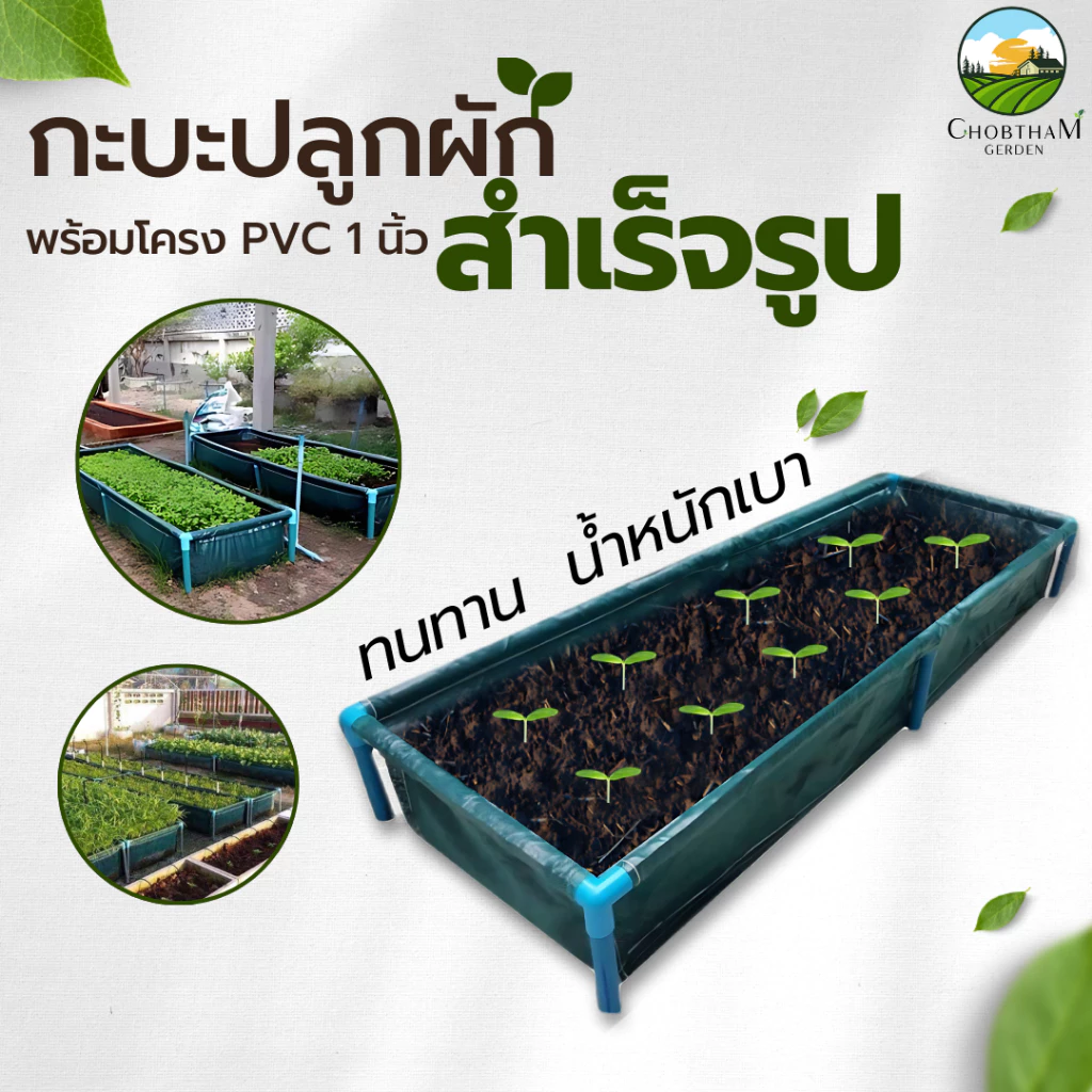 กะบะปลูกผัก แปลงปลูกผัก สำเร็จรูป พร้อมโครง PVC