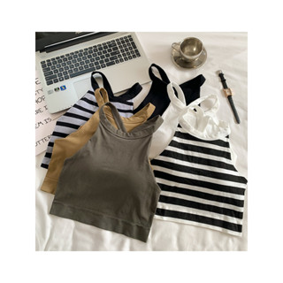 เสื้อชั้นในทรงสลิมฟิตลายทางสไตล์เกาหลีด้านหลังสวย