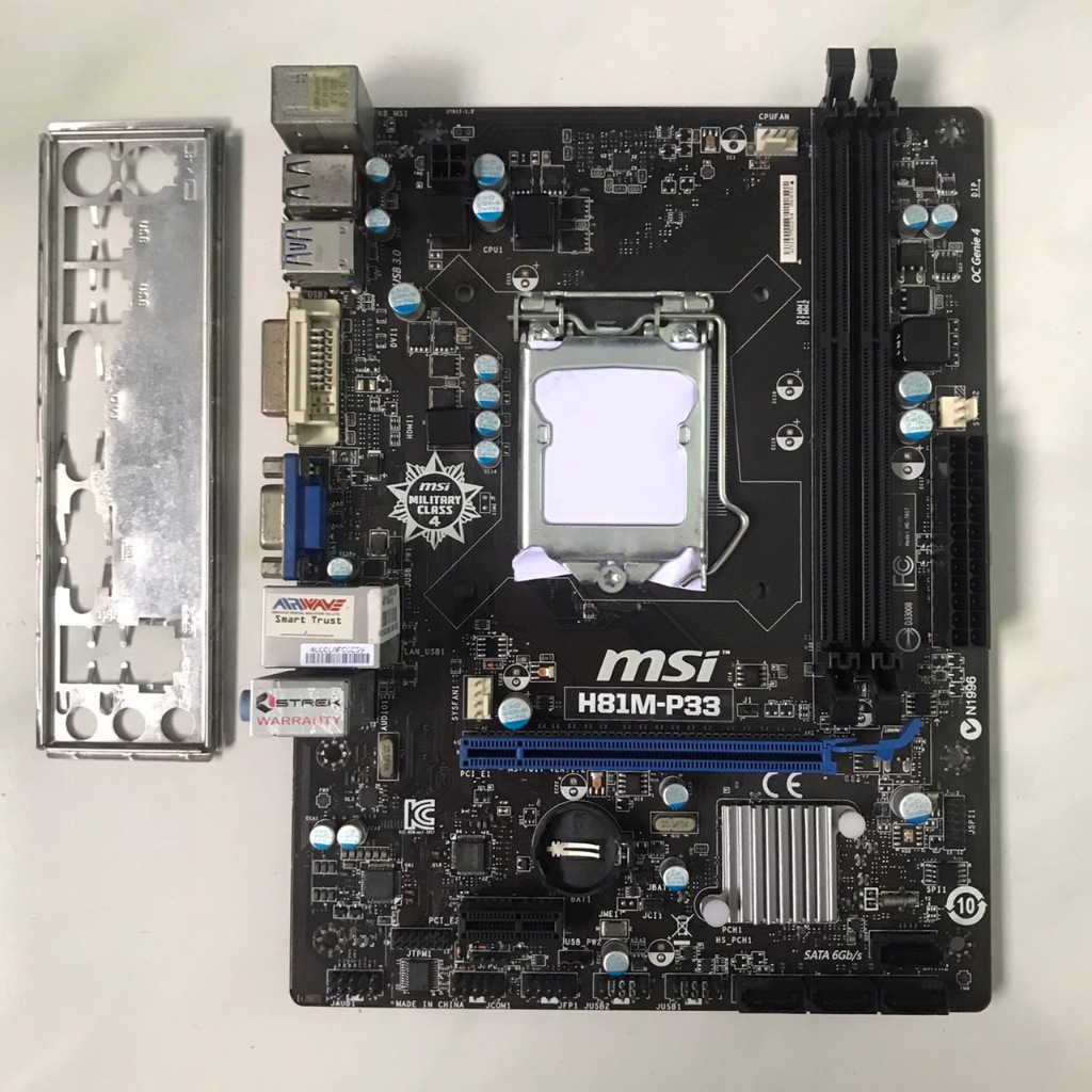 เมนบอร์ด1150 (MSI H81M-P33)+ฝาหลัง (ตีเป็นงานช่าง)
