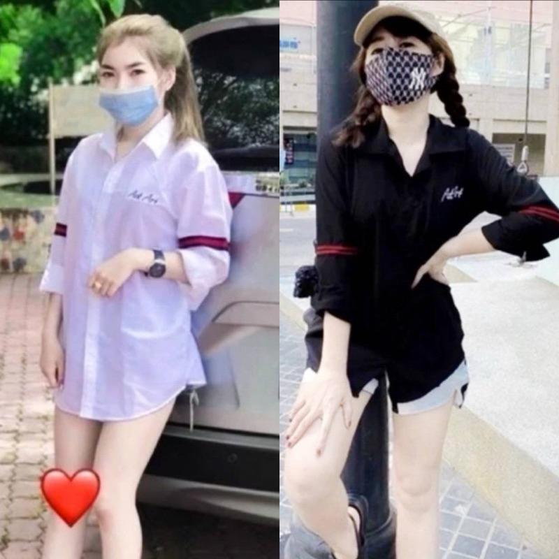 aimorn_shop เชิ้ตคอปก แขนยาว ติดแถบงานใส่น่ารักมากค่ะ