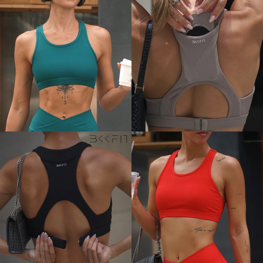 #BKKFit Ribbed High Impact Hook Bra สปอรตบรา มีกระเป๋าใส่ของ