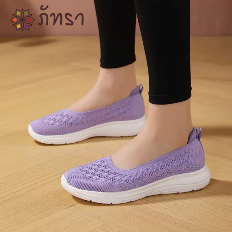 ภัทรา - รองเท้าเพื่อสุขภาพ รองเท้าผ้าใบแบบสวม รองเท้าลำลองผู้หญิง พื้นนุ่มเบาผ้ามีความยืดหยุ่นเดินสบายไม่เจ็บเท้า[SP017]