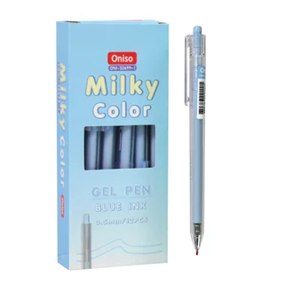 ปากกาเจล Oniso หมึกน้ำเงิน กันน้ำ 0.5 มม.แบบกด รุ่น milky color 32699 ปากกาโอนิโซะ gel pen