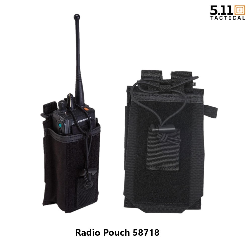 5.11 Tactical Radio Pouch 58718ได้รับการออกแบบมาเพื่อให้เข้ากันได้กับเข็มขัด กระเป๋า น้ำหนักเบา